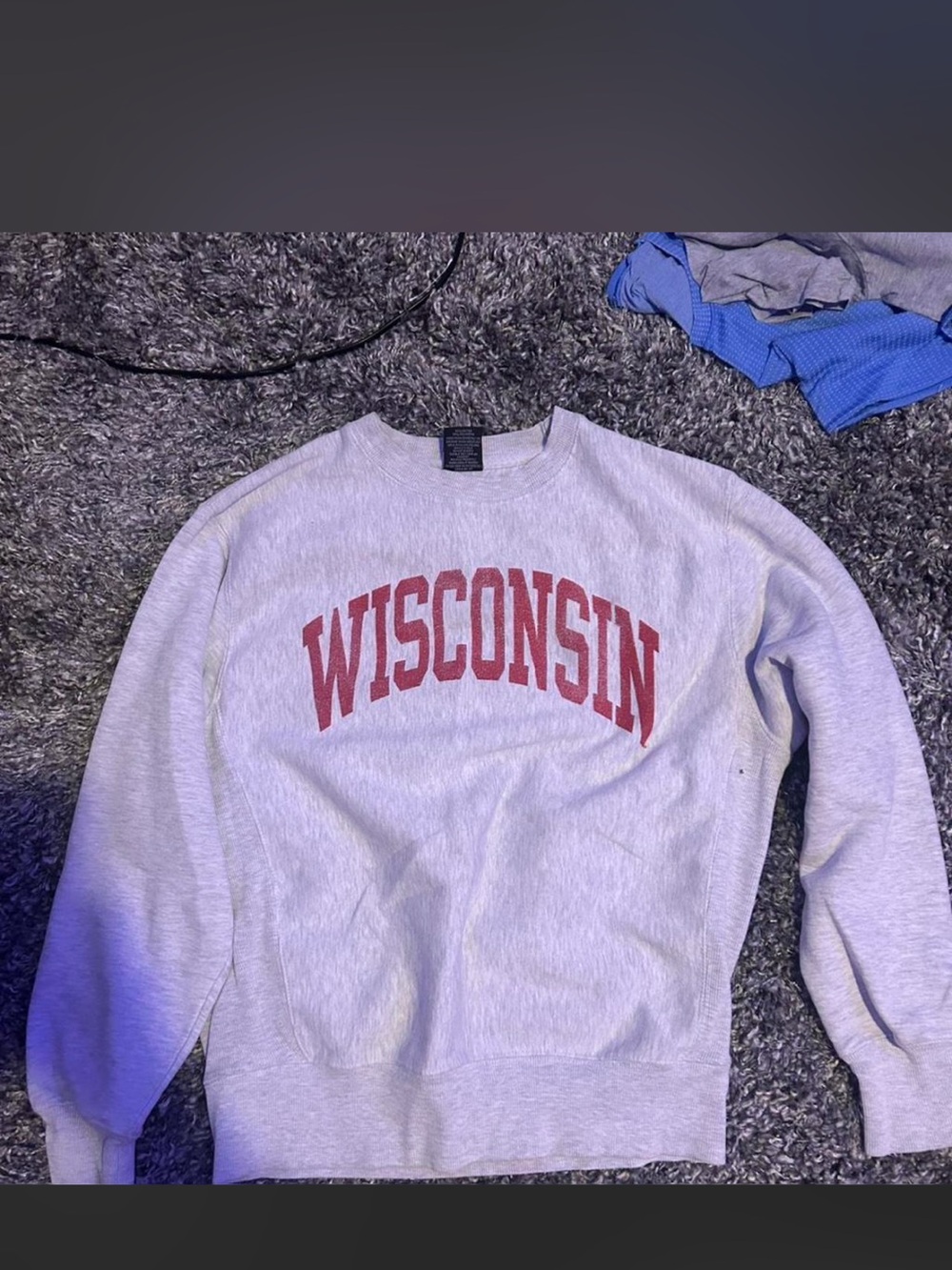 Signature Gray Crewneck Sweatshirt with Red Wisconsin Logo